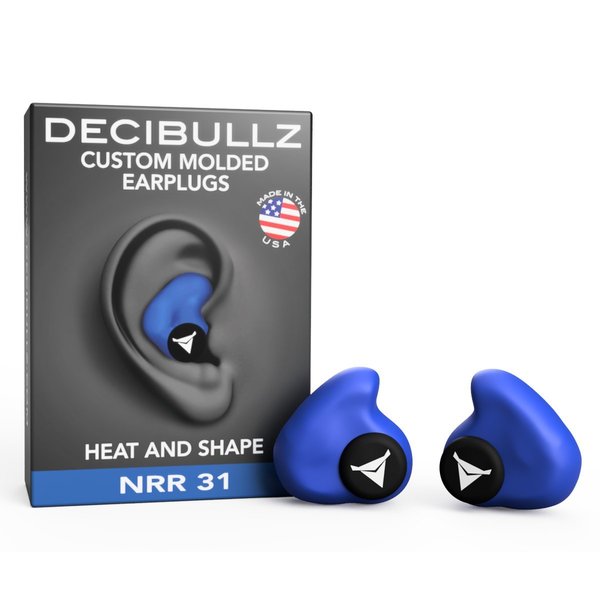 Decibullz Custom Molded Earplugs Blue, 31 NRR, Simple DIY Process, Remoldable if needed PLG1-BLU